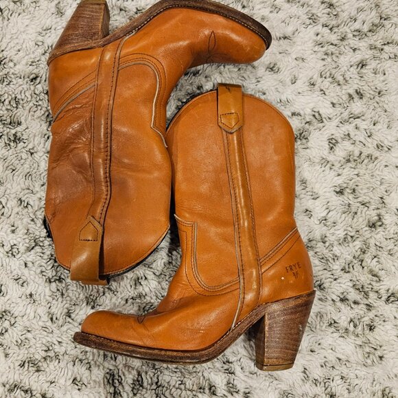 Vintage Frye Women's Brown Cowgirl Boots Size 5 - Picture 9 of 11